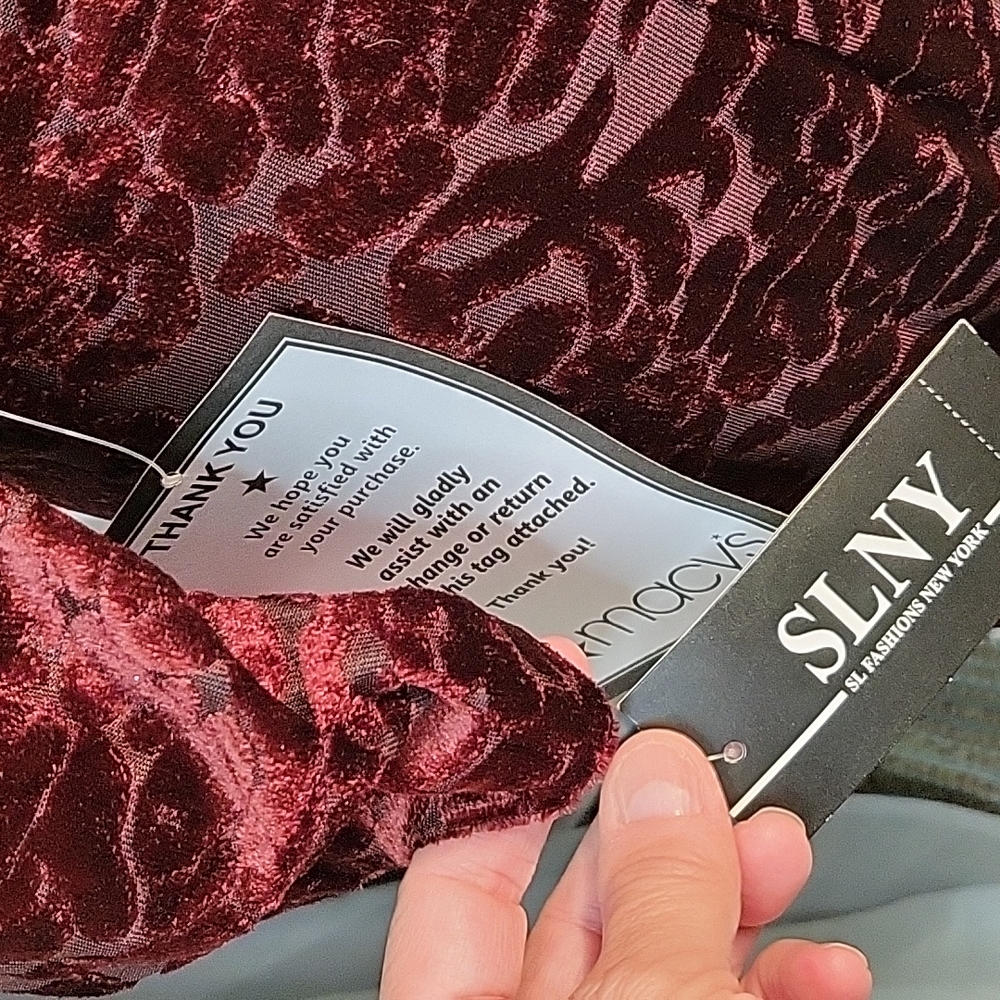 SLNY Deep Red Velvet Dress - Picture 7 of 7